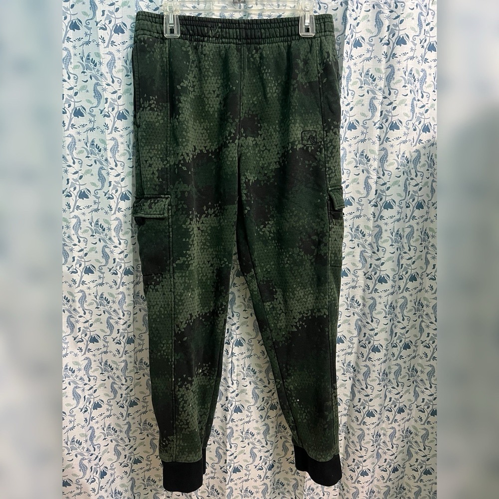 Vintage Y2K Mens Size L And1 Green Pixeled Camoflage Cargo Jogger Sweatpants
